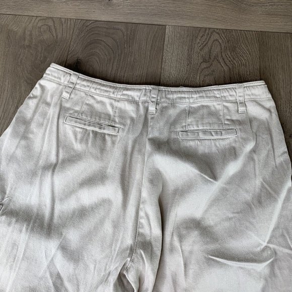 Larry Levine Womens 14 Tan Capri Pants Zip & Hook Drawstring Waist Button Pocket - Picture 6 of 10